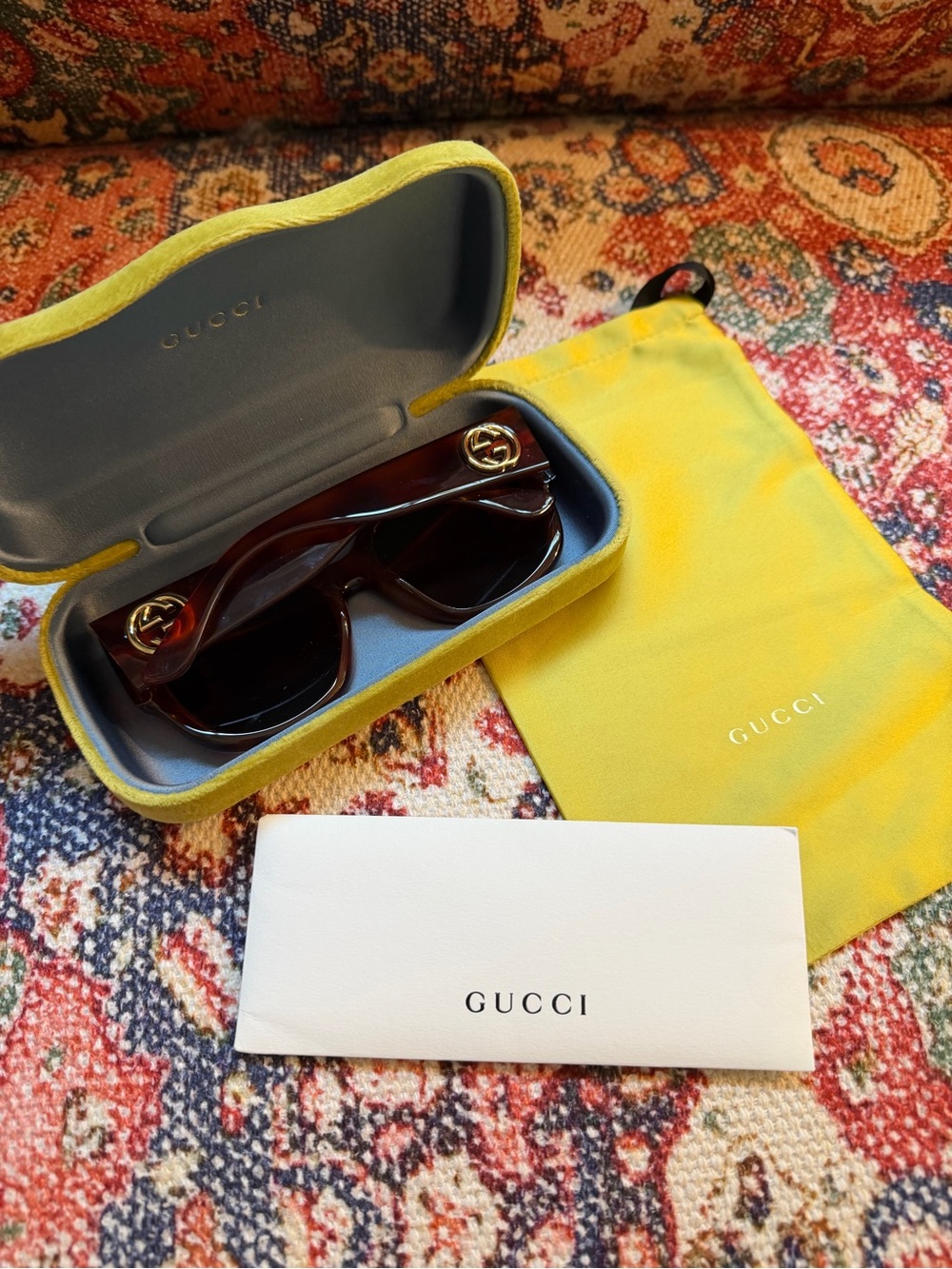 Gucci Women's Tortoiseshell Sunglasses with Gold Logo Accents